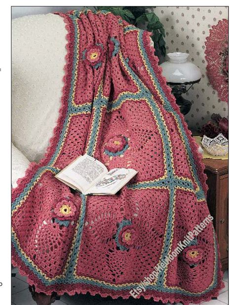Pineapple Afghan Vintage Crochet Pattern Floral Square Motif Etsy