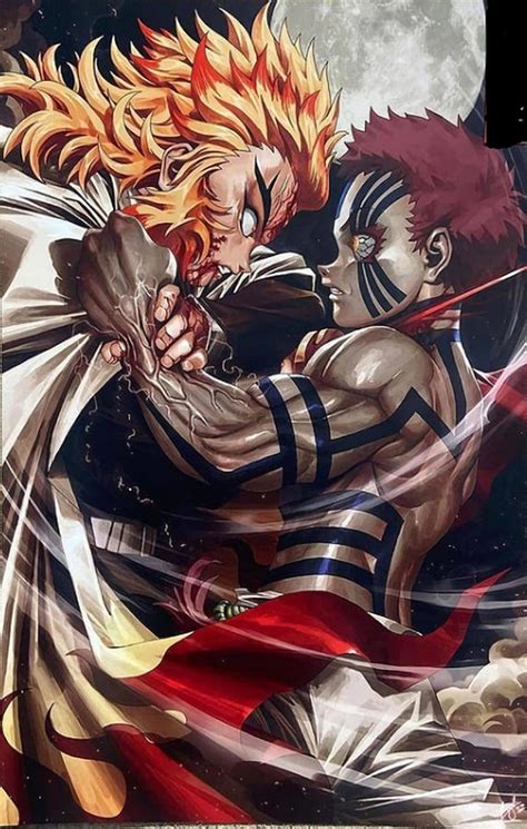 Kyojuro Rengoku Vs Akaza Poster Aesthetic Painting By Alex Mohammed