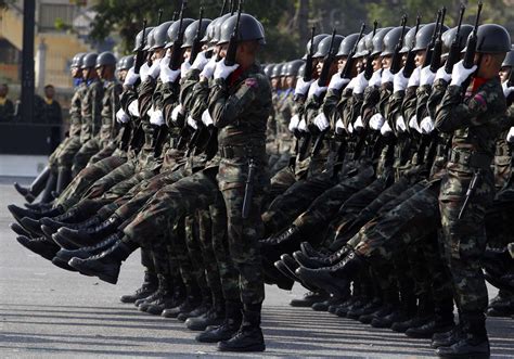 Members Of Thai Army Take Part In A Rehearsal Ahead Of Thailands
