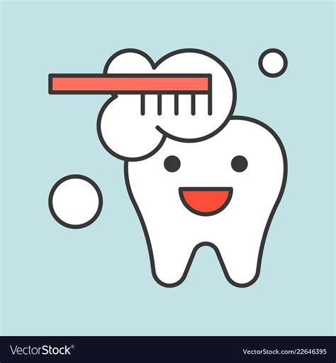 cute cartoon tooth brushing dental related icon vector image