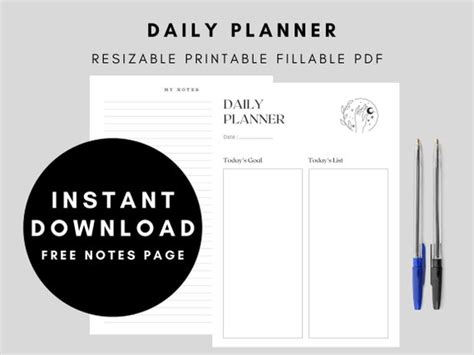 Printable Daily Planner Fillable Daily To Do List Etsy