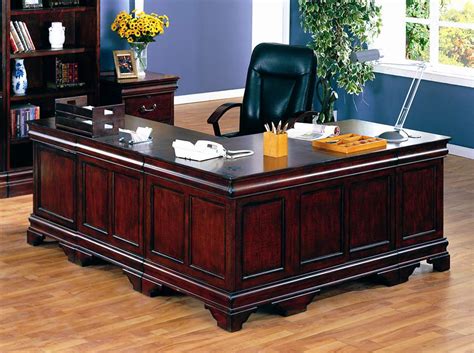 Golden Oak L Shape Office Desk In Dark Cherryhome And Office Furniture