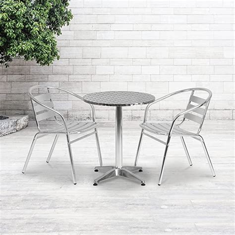Flash Furniture 235 Round Aluminum Indoor Outdoor Table Set With 2