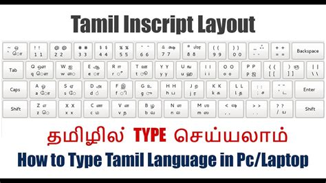 How To Type Tamil Language In Pclaptop Tamil Inscript Layout Youtube