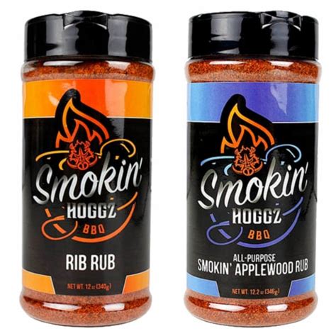 Smokin Hoggz Bbq Rib Rub Seasoning And Applewood Rub Bottles 2 Pack 242 Oz Bundle Of 2 King