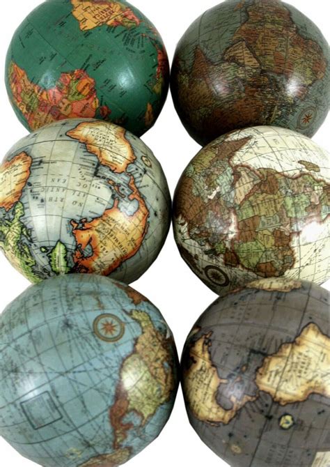 A Set Of 6 Miniature 3 Inch Globes In Six Different Colours Etsy