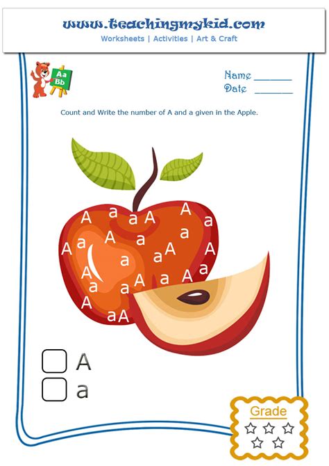 English Worksheets For Kids Count And Write A And A 1