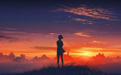 1680x1050 Anime Girl Artistic Sunset Wallpaper1680x1050 Resolution Hd
