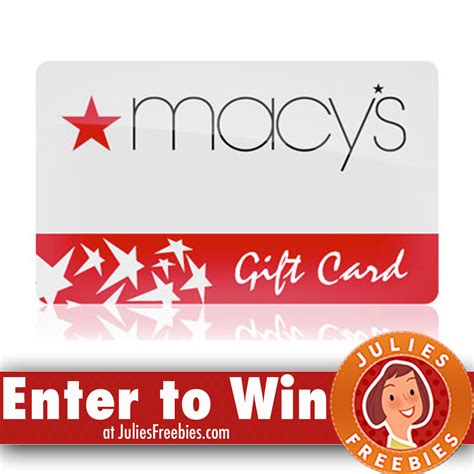 $50 visa gift card (plus $4.95 purchase fee) Win a $50.00 Macy's Gift Card - Julie's Freebies