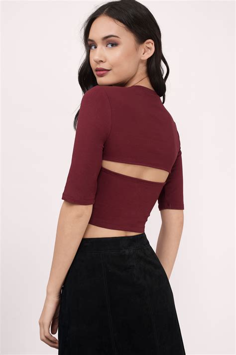 cute wine crop top wine top crew neck top wine crop top 6 tobi us