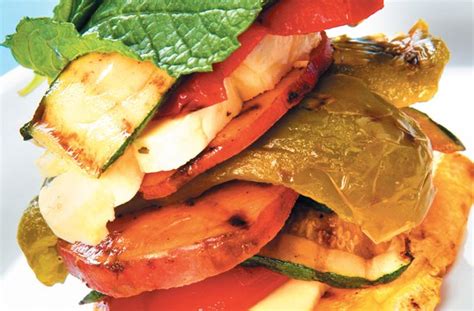 Chargrilled Vegetable Stack Vegetarian Recipes Nourish Magazine