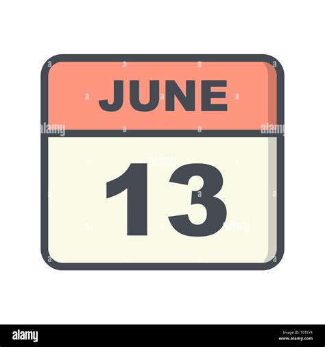 June 13th Date On A Single Day Calendar Stock Photo Alamy