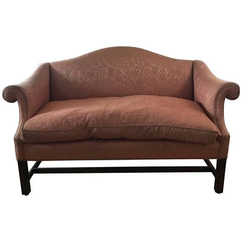 Small Scale Chippendale Style Mahogany Camelback Sofa Loveseat From A