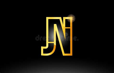 Gold Black Alphabet Letter Jn J N Logo Combination Icon Design Stock