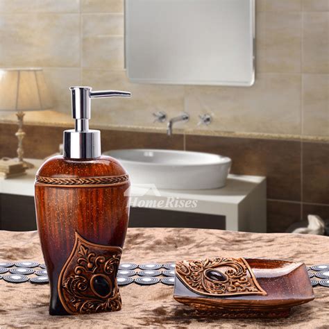 Ql design bathroom accessory set, 4 pcs bath ensemble set includes soap dispenser, dish, tumbler, toothbrush holder, hight quality. Exotic 2-Piece Cheap Bathroom Accessories Sets Resin
