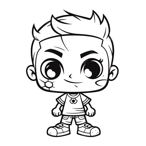 Drawing Of A Cartoon Boy Outline Sketch Vector Cool Tattoo Drawing