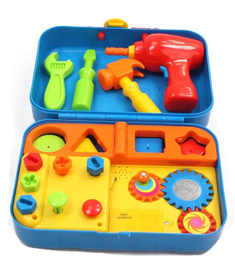 Kids Colorful Tool Box Set Pretend Play Toy With Accessories And Sound