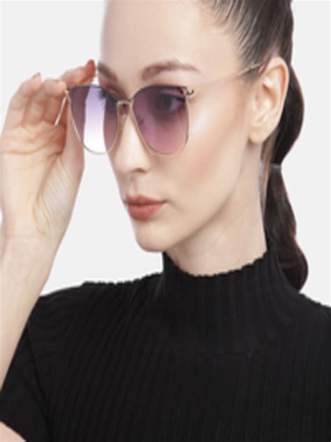 Buy Voyage Unisex Purple Lens Gold Toned Square Sunglasses Uv
