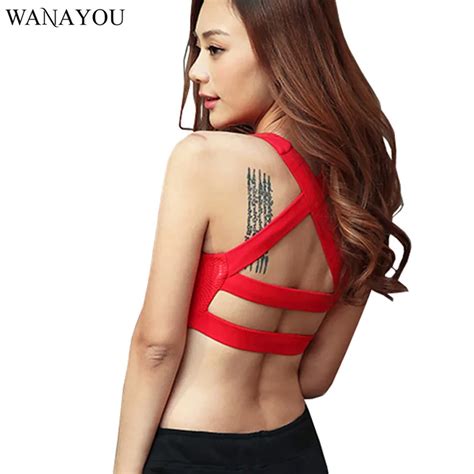 buy wanayou women cross straps sports bras cross back padded push up bra