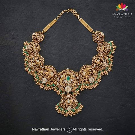 Handcrafted Antique Gold Necklace South India Jewels