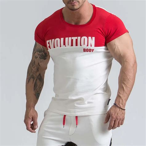 fashion brand men sporting short sleeve fitness t shirt bodybuilding clothing slim fit shirt men