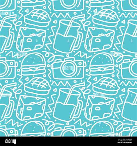 Seamless Picnic Elements Pattern Doodles Stock Vector Image Art Alamy