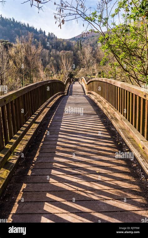 Beautiful Wooden Bridge Stock Photo Alamy