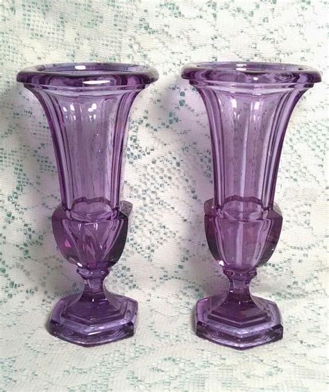 2 Vintage 8 Tall Moser Neodymium Alexandrite Lead Crystal Glass Vase Vases 1856360859