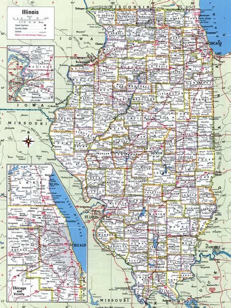Map Of Illinois State With Highwaysroadscitiescounties Illinois Map
