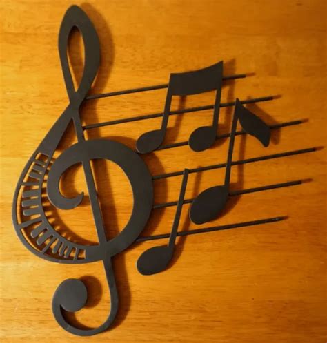 Black Musical Notes Music Room Staff Treble Clef Metal Wall Sculpture
