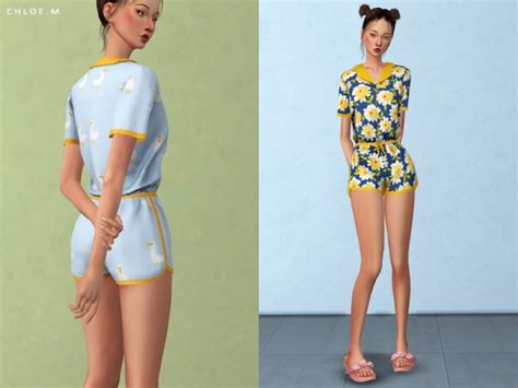 The Sims Resource Cute Pajama Set By Chloemmm Sims 4 Downloads