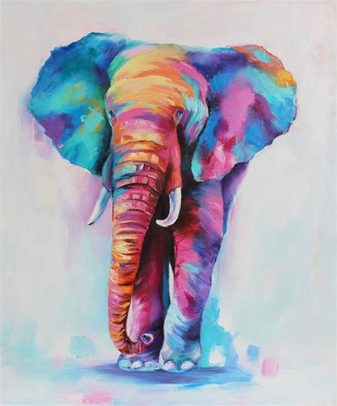 Colorful Elephant Painting Elephant Wall Art Animals Etsy In 2021