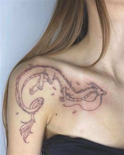 Collar Bone Tattoos Dragon Tattoo Shoulder Single Needle Tattoo