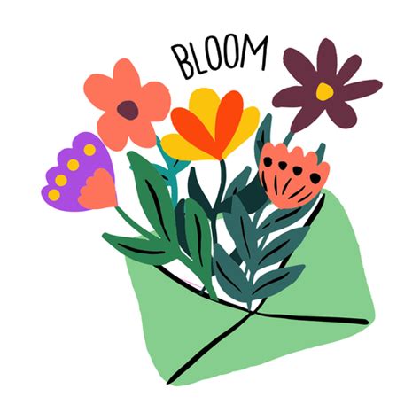 diseño png y svg de sobre floreciendo flores planas para camisetas