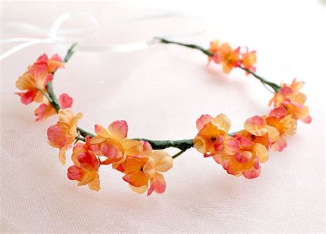 Orange Floral Crown Everyday Flower Crown Bohemian Orange And Pink