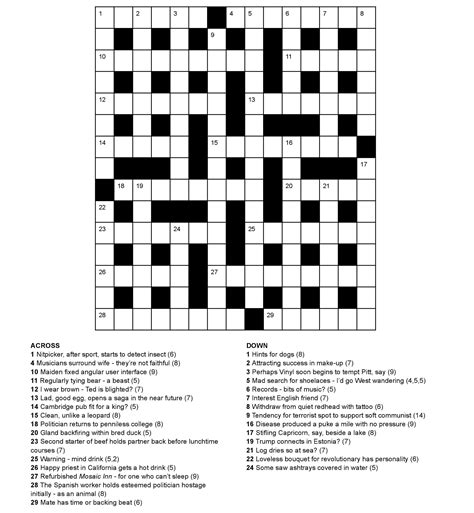 Cryptic Crossword Clues For Beginners Crossword Template