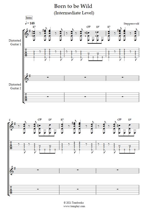 Born To Be Wild Steppenwolf Guitar Tabs And Sheet Music