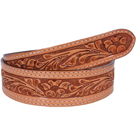 B737 Natural Floral Tooled Belt Double J Saddlery