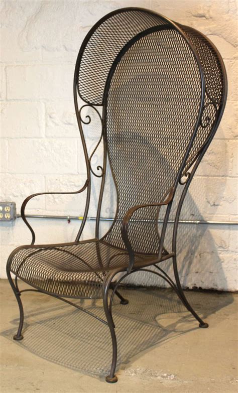 Pair Of Woodard Hooded Wrought Iron Arm Chairs At 1stdibs