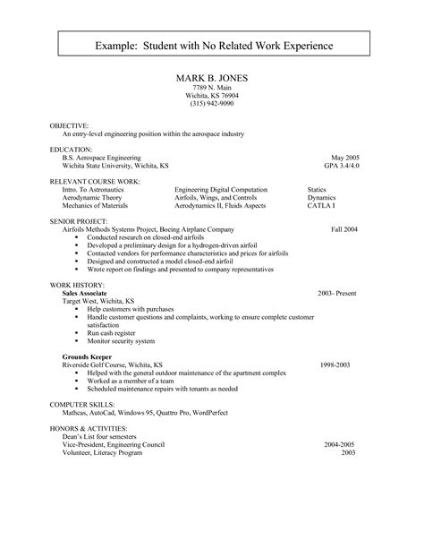 Sample Resume Objective With No Work Experience Templates At