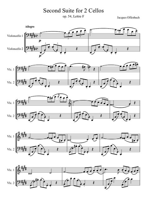Second Suite For 2 Cellos Sheet Music For Cello String Duet