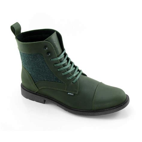 Botas De Cuero Para Hombre Elaboradas En Color Verde Oliva