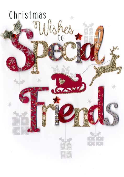 Special Friends Embellished Christmas Card Hand Finished