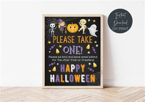 Printable Halloween Door Sign Please Take One Poster Trick Etsy