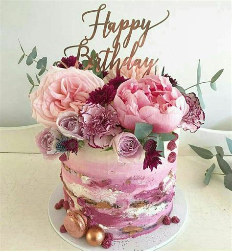 Pin By Maria On Artistic Cakes Birthday Cake With Flowers Happy Birthday Wishes Cake