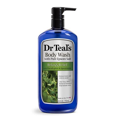 Dr Teals Body Wash With Pure Epsom Salt Relax And Relief With Eucalyptus And Spearmint 24 Fl Oz