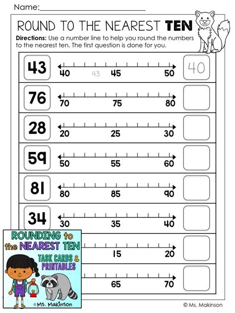 Rounding Using A Number Line Worksheet