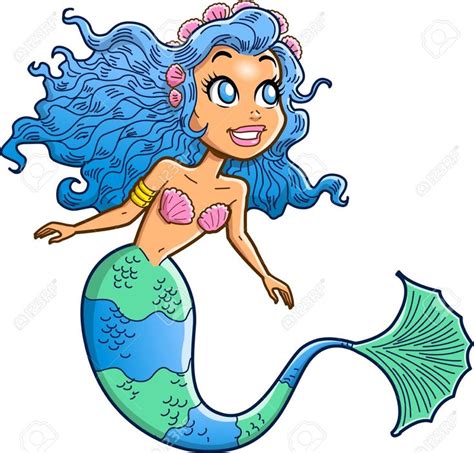 A Cartoon Mermaid Sitting On Top Of A Blue And Green Sea Horse With