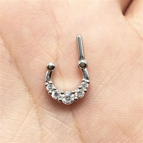 1 Piece Fashion Womens Septum Nose Ring With Crystal 14g 16mm Piercing Nose 8mm Beautiful Body