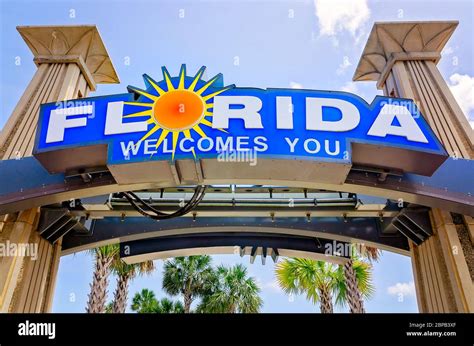A Welcome To Florida Sign Greets Visitors To The Florida Welcome Center